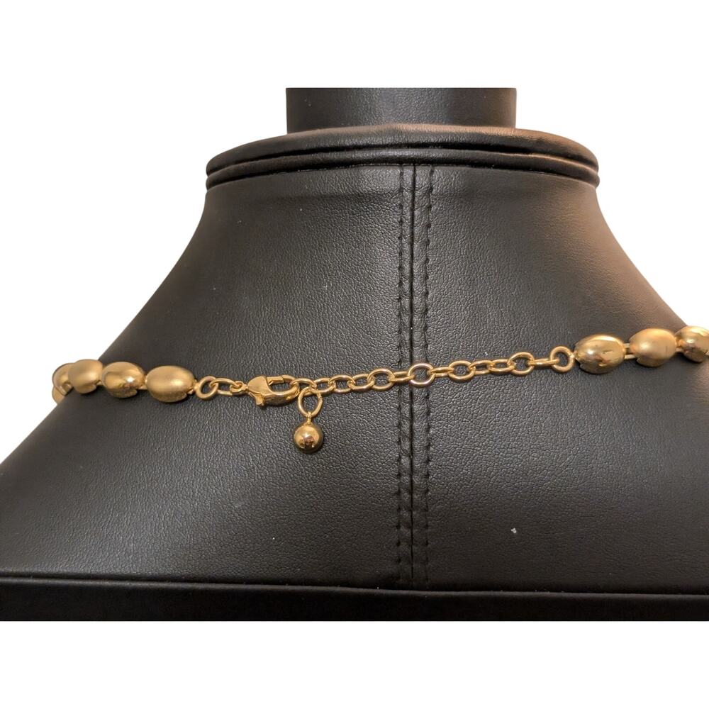 Satin & Polished Finish Gold Tone Beaded 18"-20.5" Necklace - Picture 6 of 7